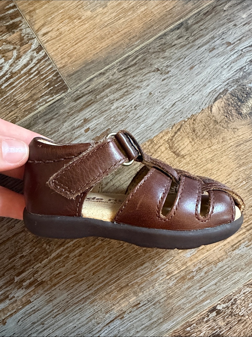 Stride Rite Brown Leather Baby Guppy Fisherman Sandals Size 3M - Picture 5 of 5